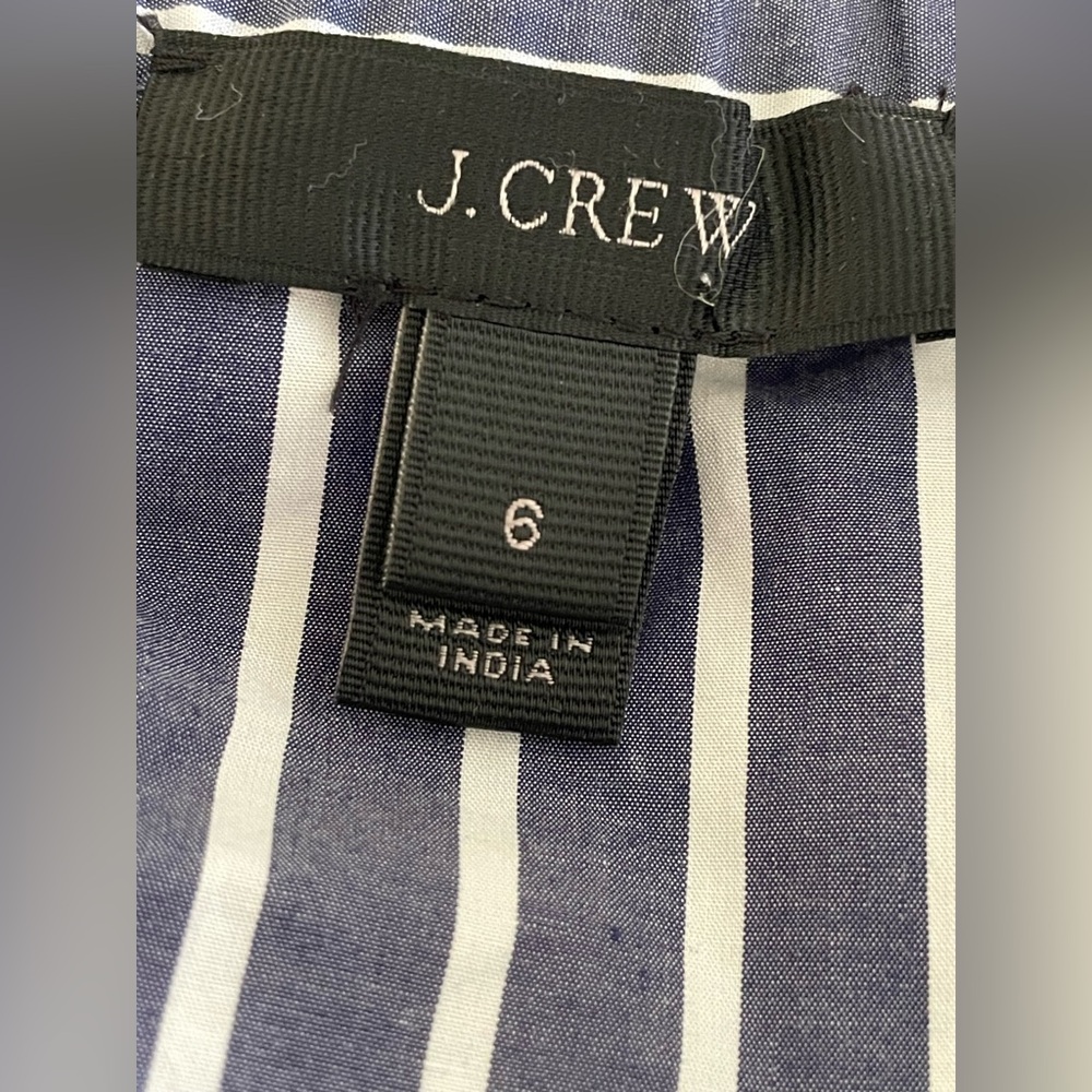 J Crew Women’s Size 6 Blue and White Striped Off The Shoulder Long Sleeve Top - Picture 5 of 16